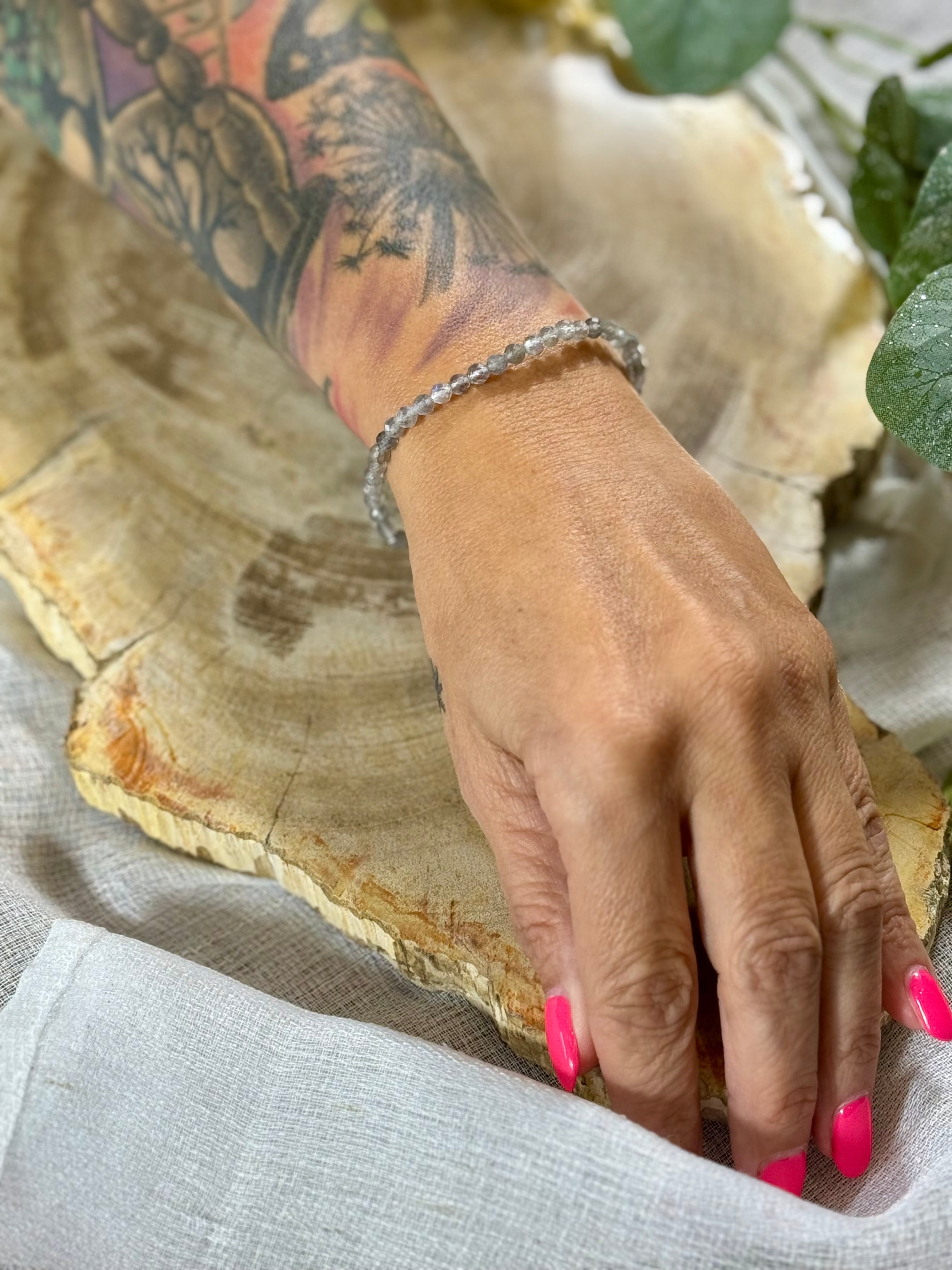 Labradorit | Armband (facettiert) mit runden Steinen (3mm)