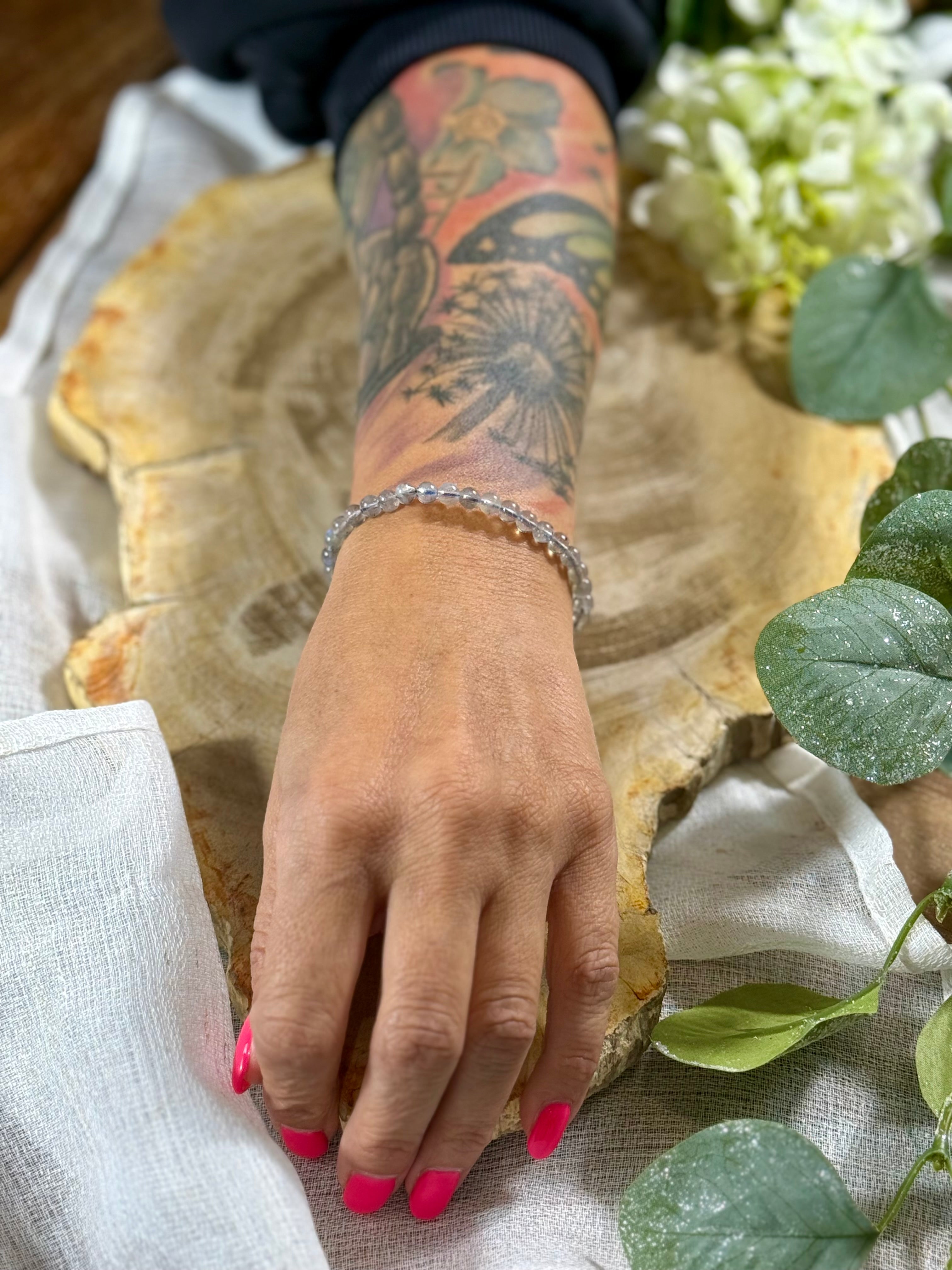 Labradorit | Armband (rund) mit kleinen Steinen (3mm)