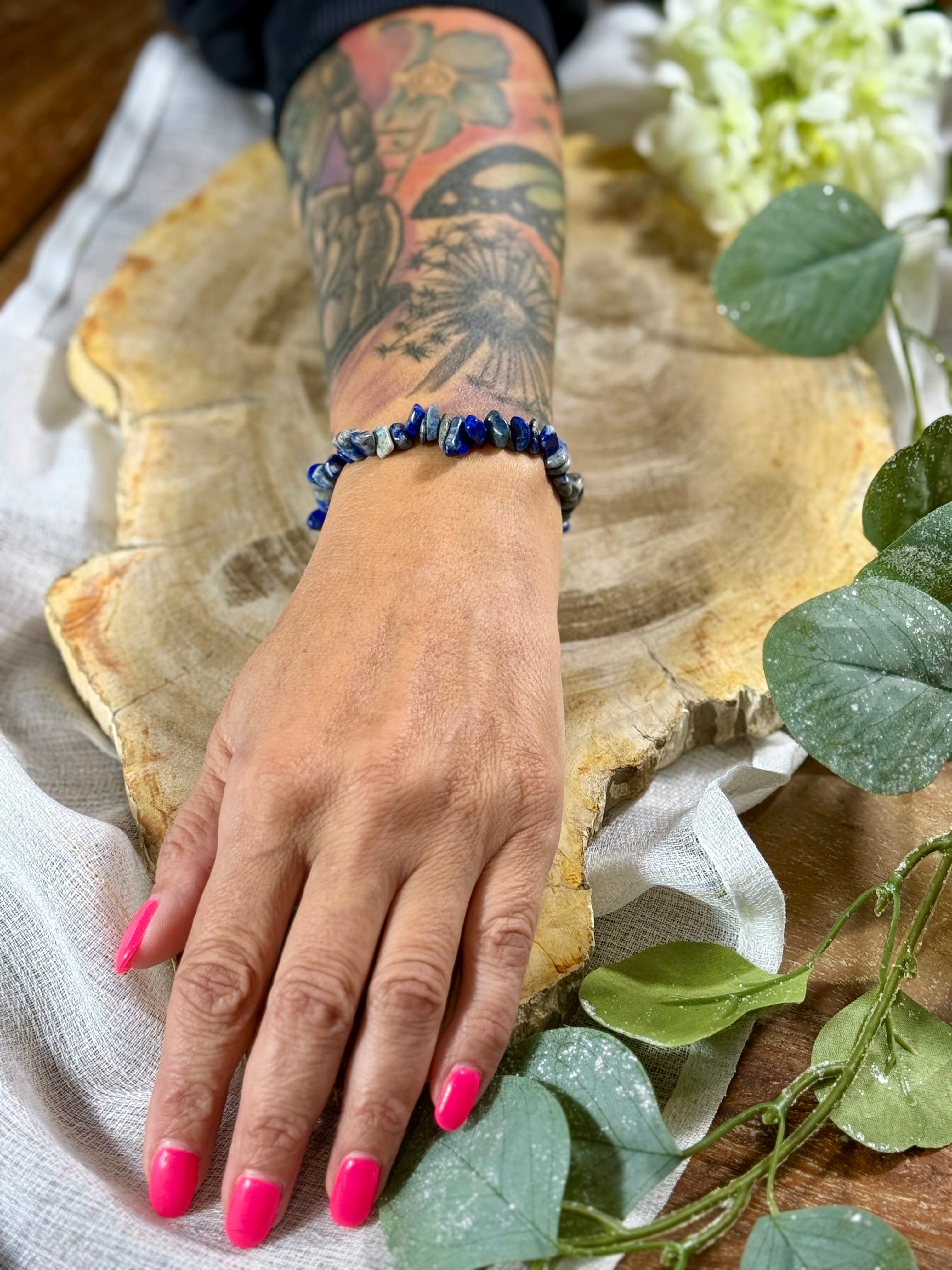 Lapislazuli | Armband (Splitter) mit dunklen Steinen