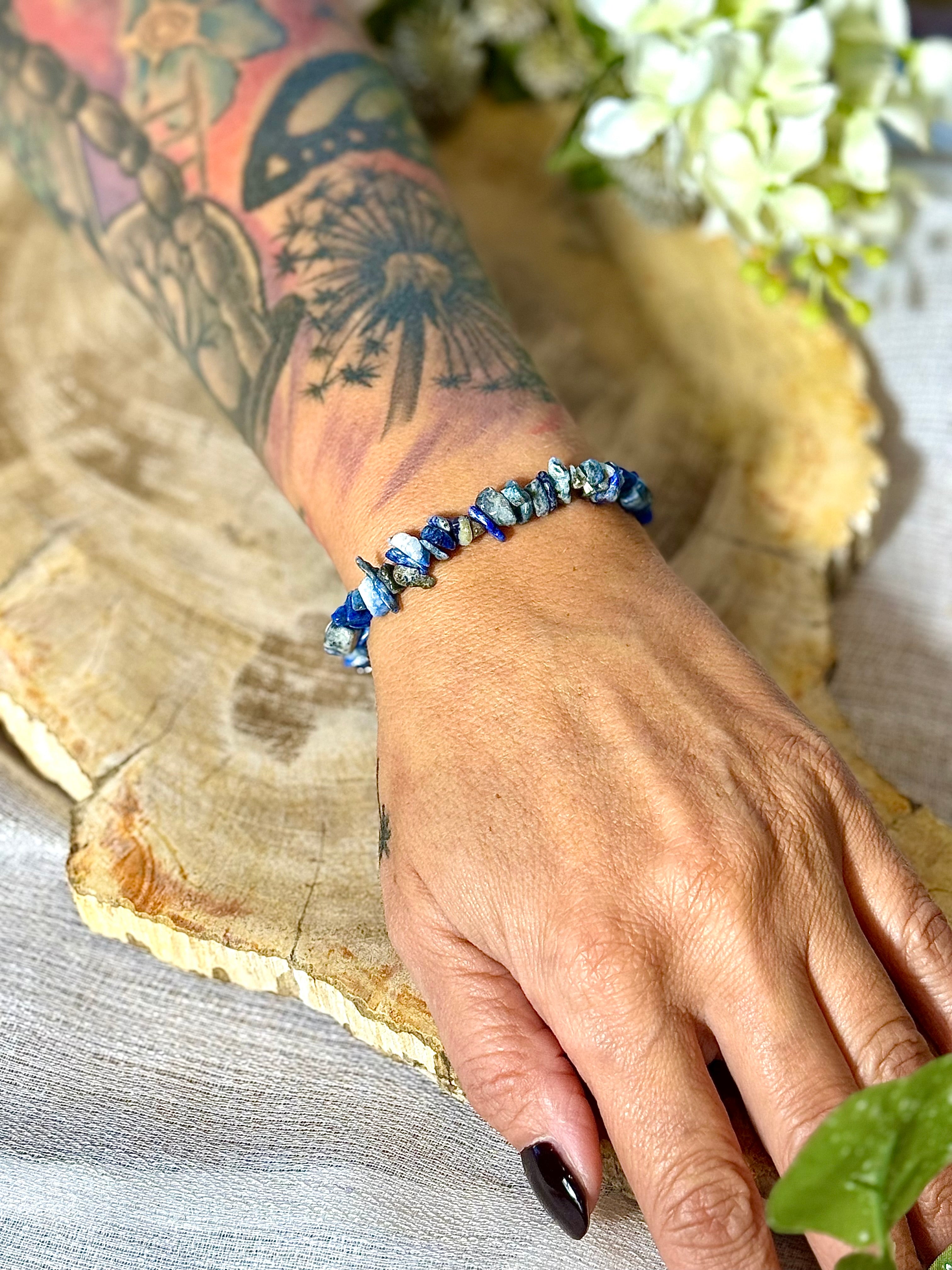 Lapislazuli | Armband (Splitter) mit hellen Steinen