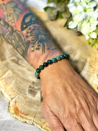Moosachat | Armband (facettiert) mit dunklen & hellen Steinen (8mm)