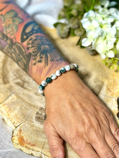 Moosachat | Armband (facettiert) mit hellen Steinen (8mm)