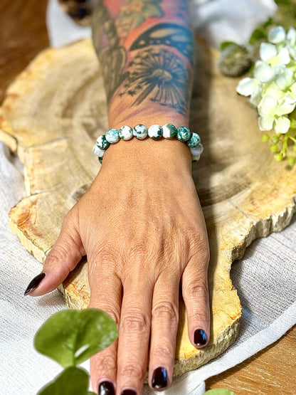 Moosachat | Armband (facettiert) mit hellen Steinen (10mm)