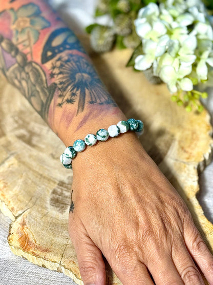 Moosachat | Armband (facettiert) mit hellen Steinen (10mm)