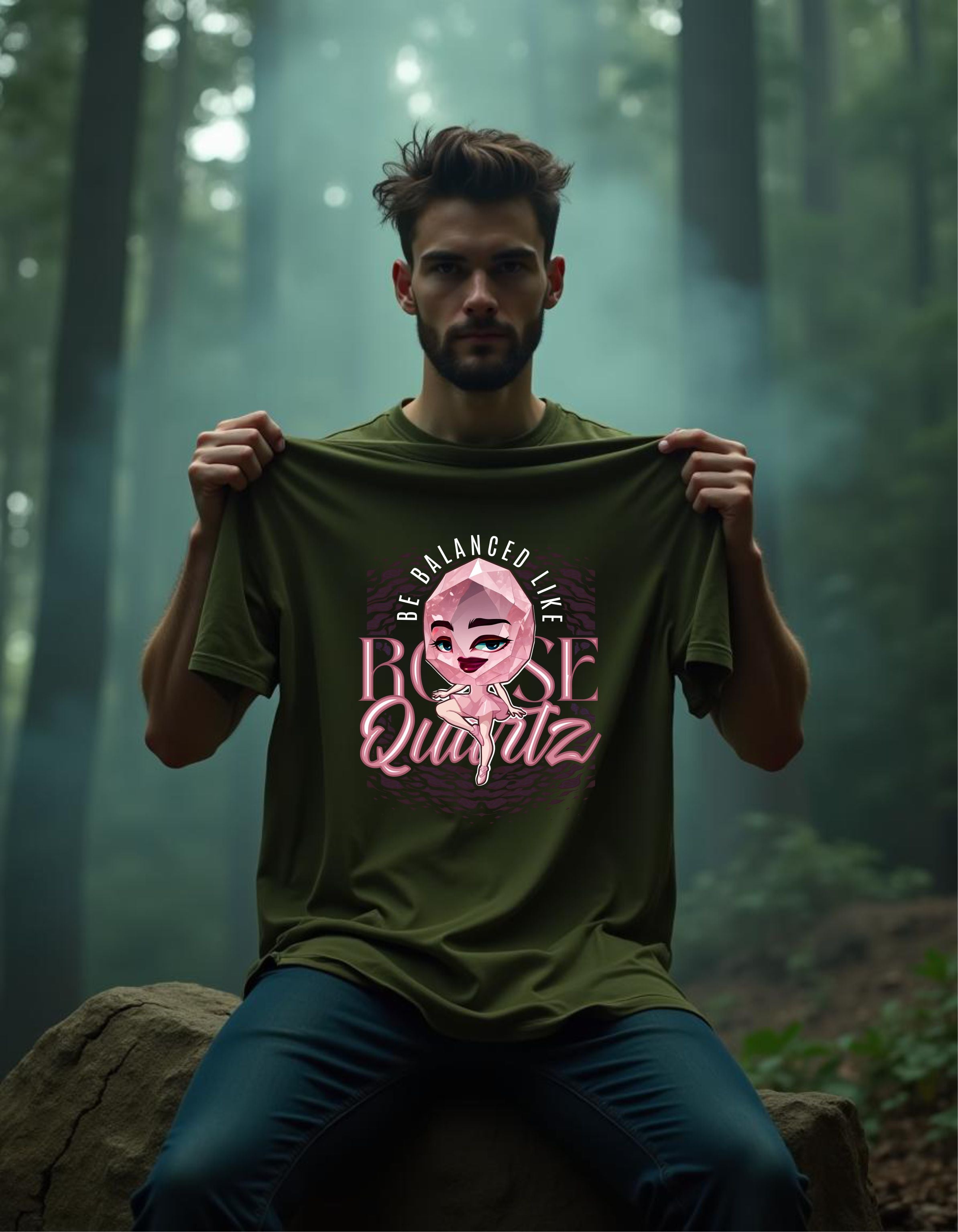 T-Shirt | Herren | Motiv: BE BALANCED LIKE ROSEQUARTZ - Motiv 1
