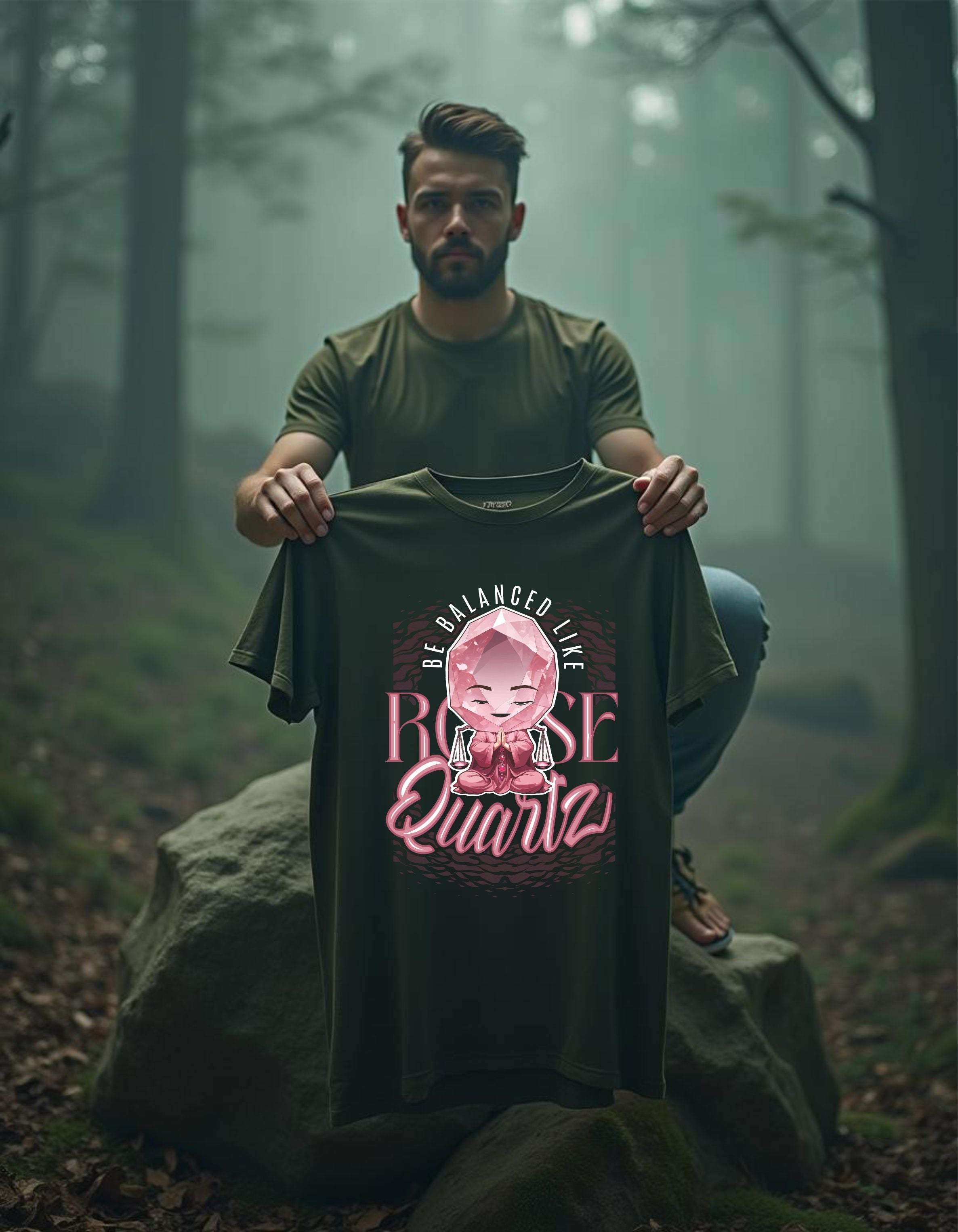 T-Shirt | Herren | Motiv: BE BALANCED LIKE ROSEQUARTZ - Motiv 2
