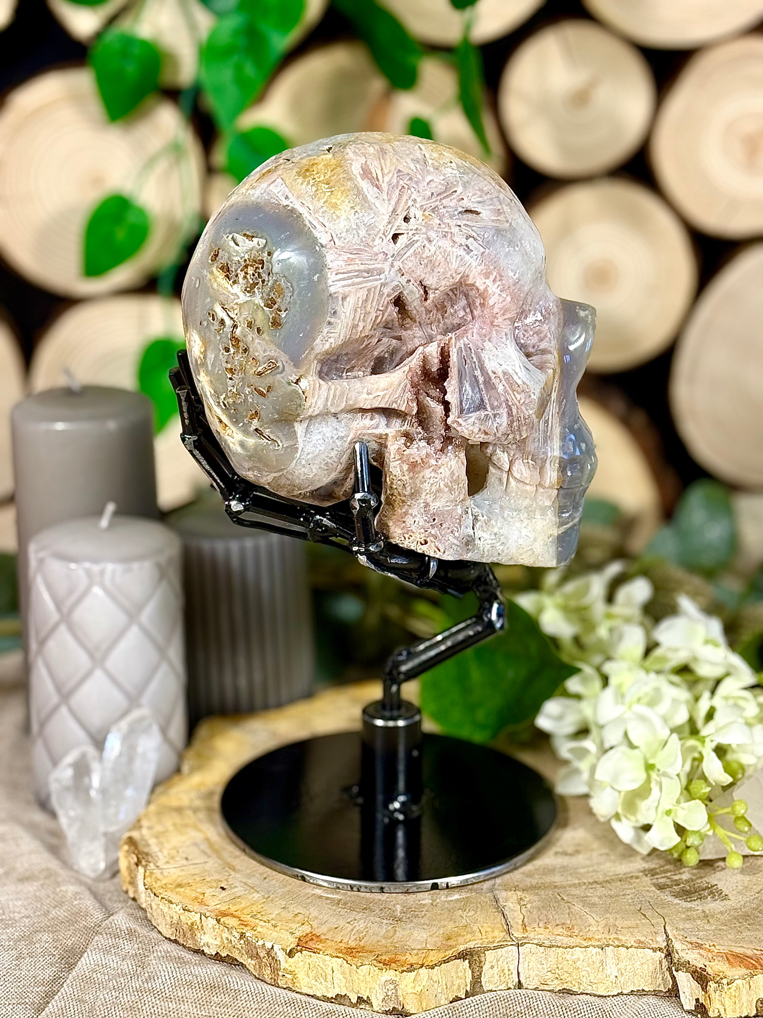 Meisterstück Nr. M1 | Pink Amethyst/Achat Totenkopf