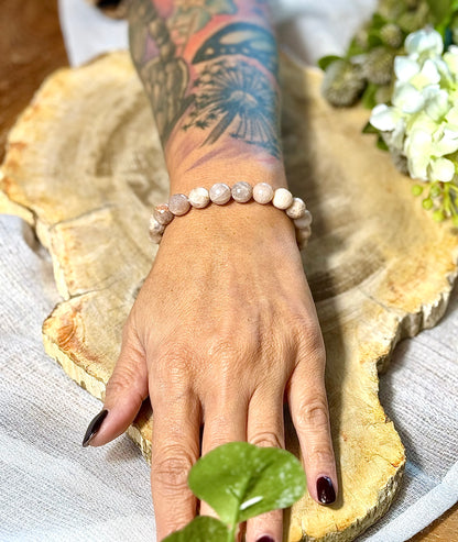 Mondstein braun | Armband (facettiert) mit runden Steinen (10mm)