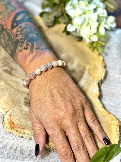 Mondstein braun | Armband (facettiert) mit runden Steinen (10mm)