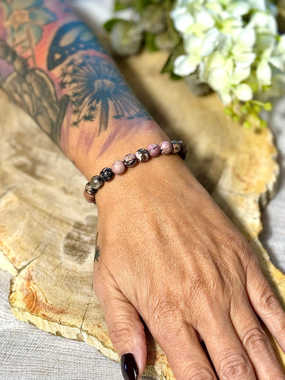 Rhodonit | Armband (rund) 8mm facettiert