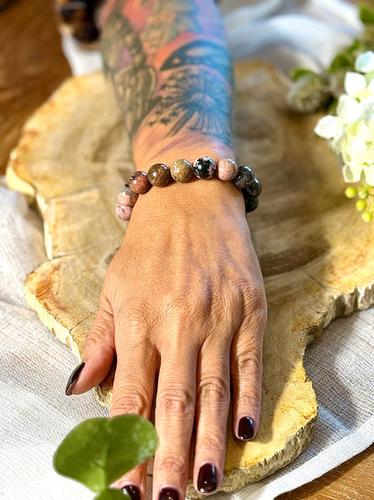 Rhodonit | Armband (rund) 12mm