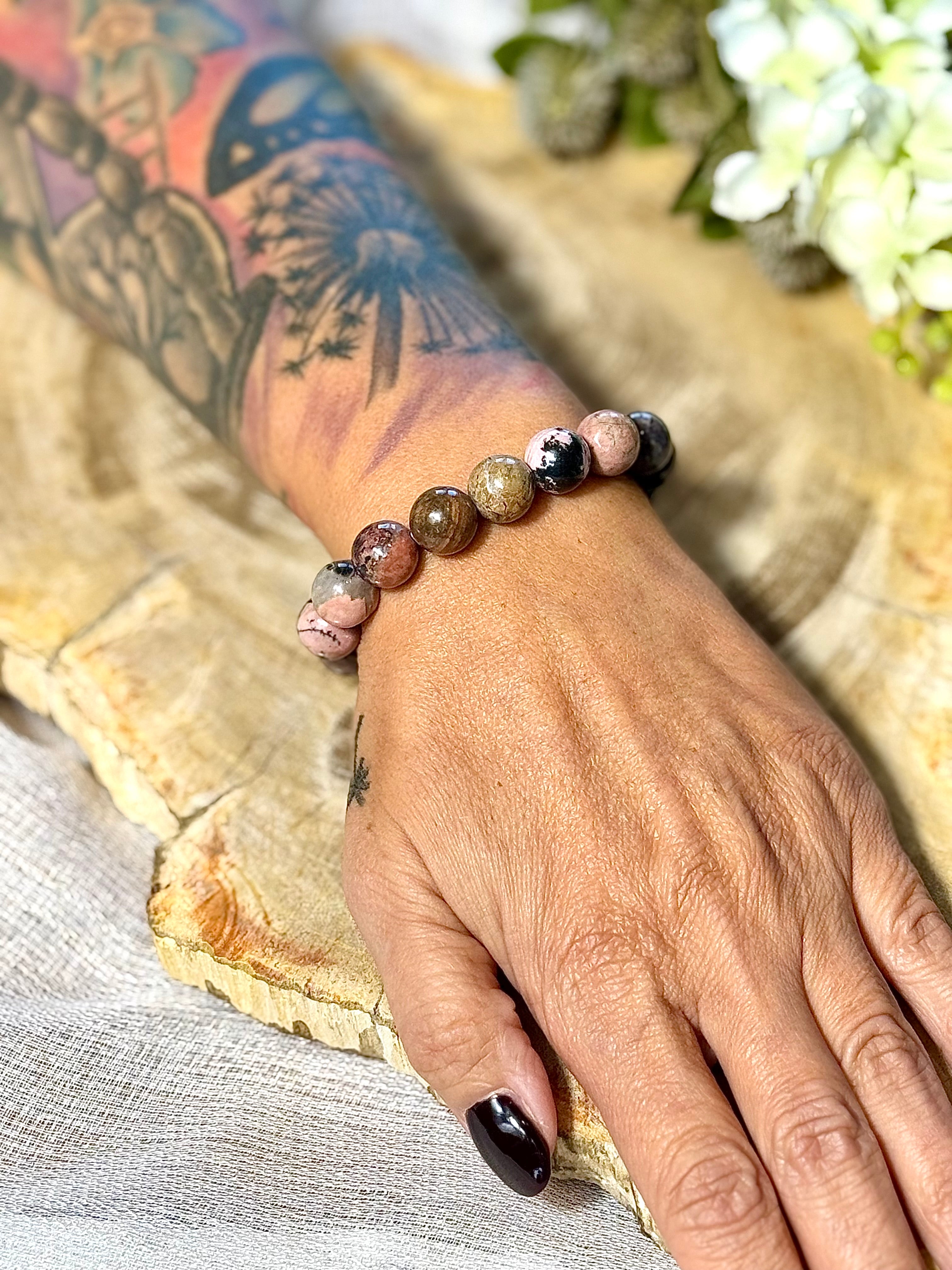 Rhodonit | Armband (rund) 12mm