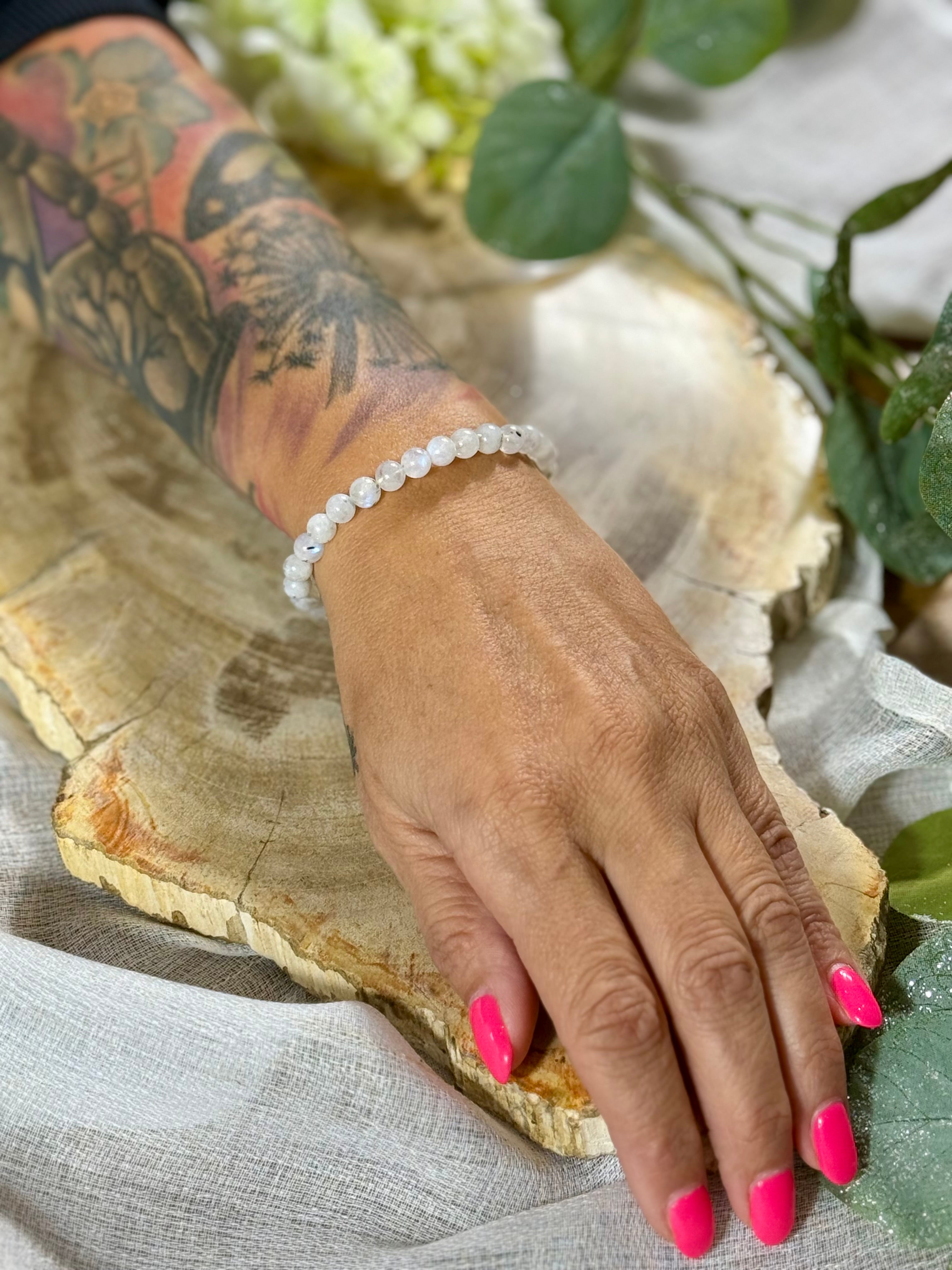 Regenbogen Mondstein | Armband (rund) 6mm