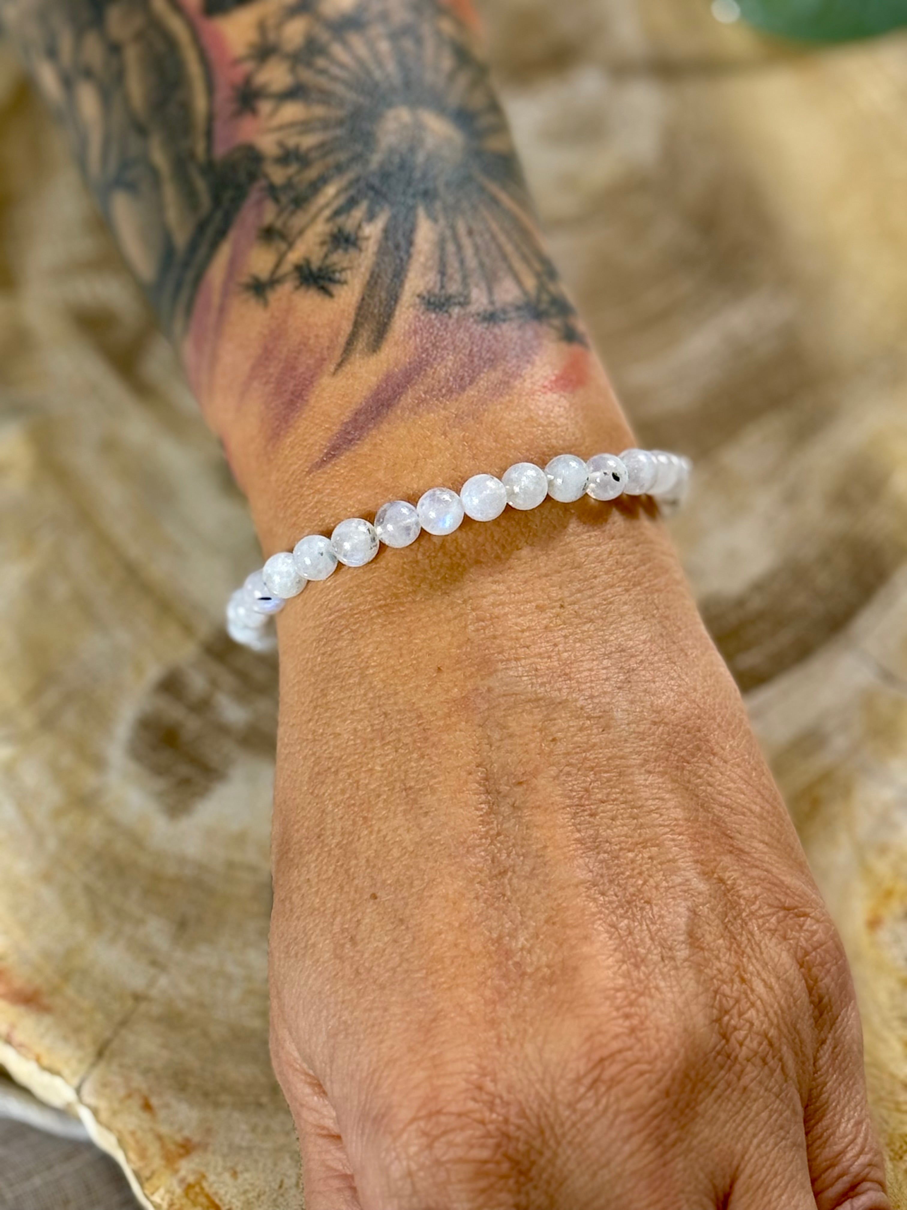 Regenbogen Mondstein | Armband (rund) 6mm