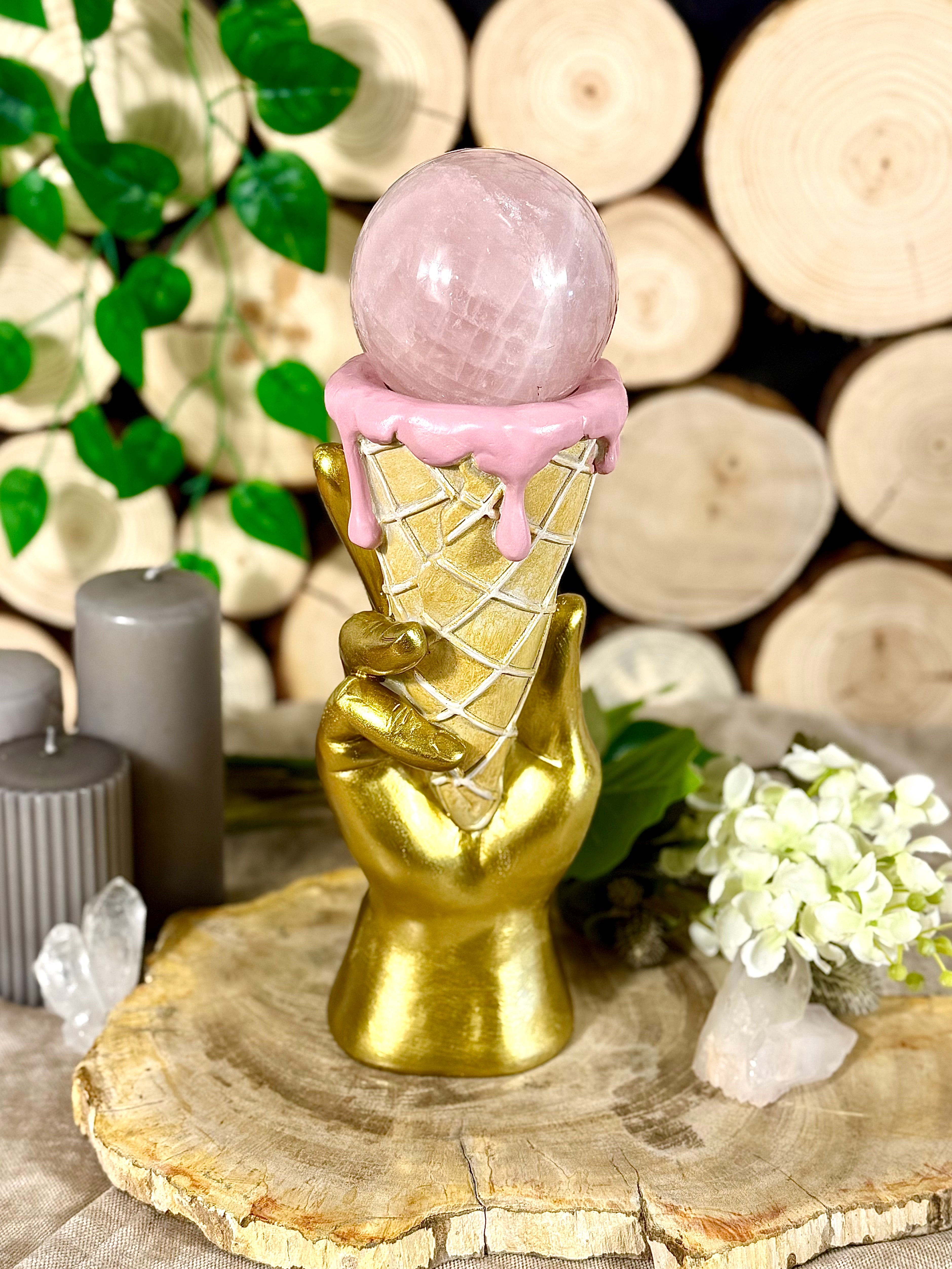 Fundstück Nr. 204 | Rosenquarz - Ice Cream Vase mit Kugel