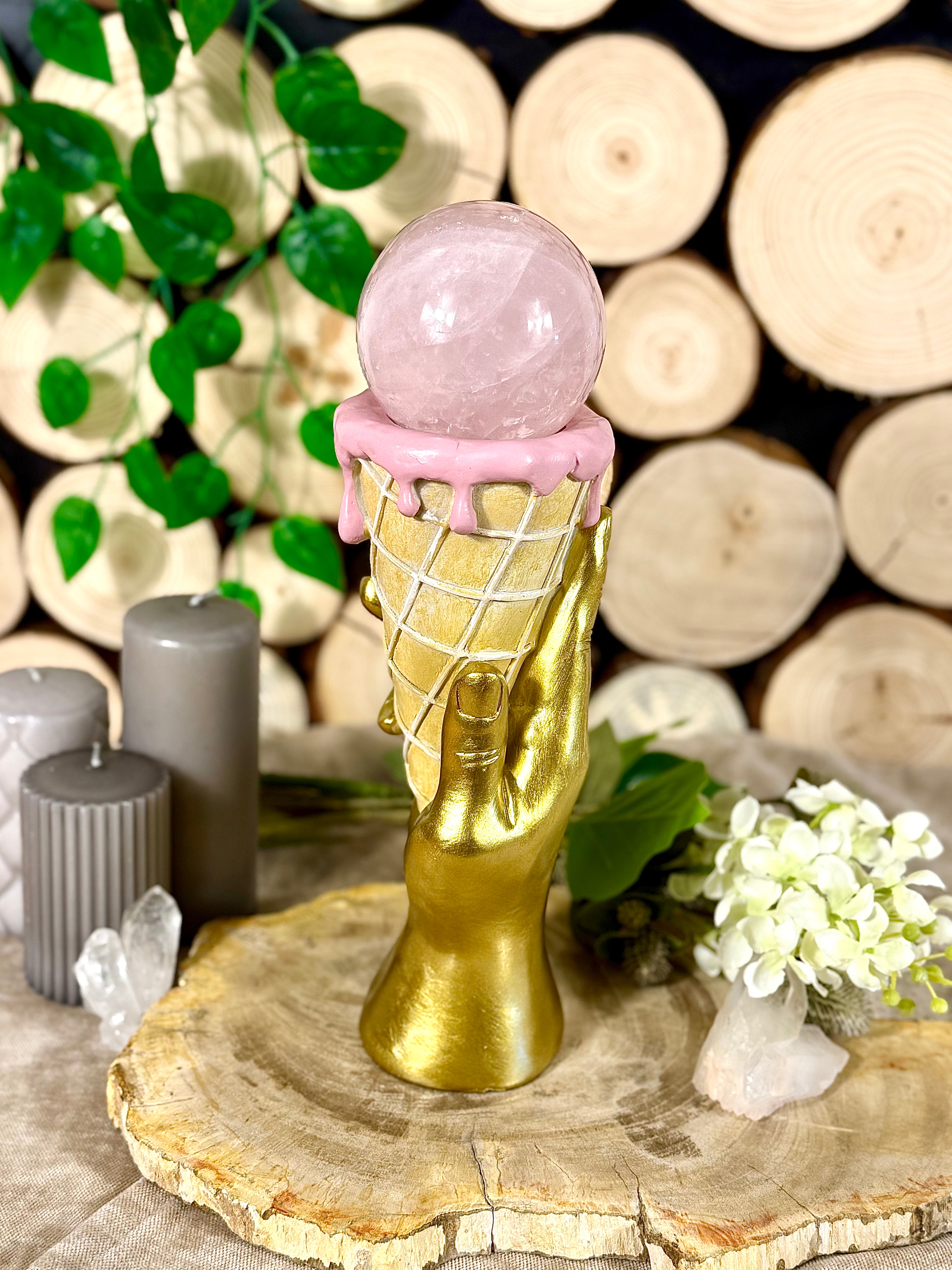 Fundstück Nr. 204 | Rosenquarz - Ice Cream Vase mit Kugel