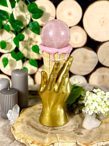 Fundstück Nr. 204 | Rosenquarz - Ice Cream Vase mit Kugel