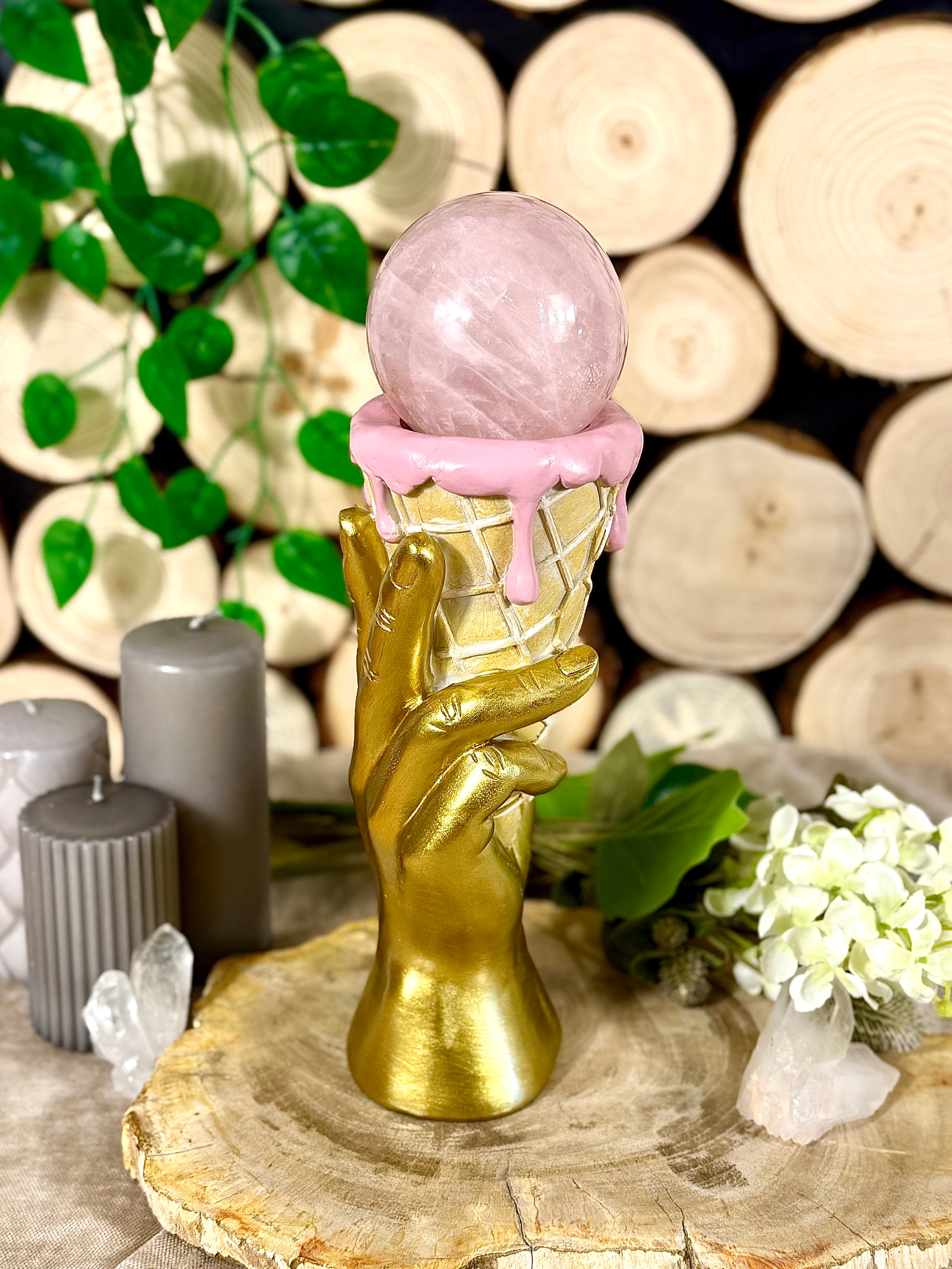 Fundstück Nr. 204 | Rosenquarz - Ice Cream Vase mit Kugel