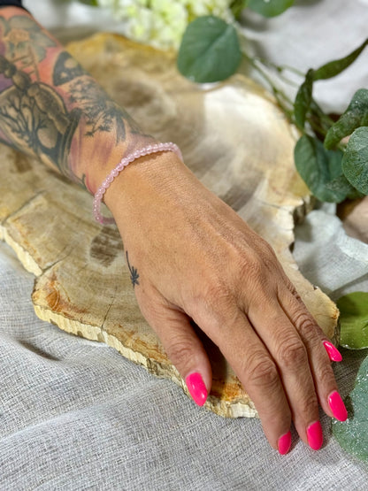 Rosenquarz | Armband (rund) mit kleinen Steinen (3mm)