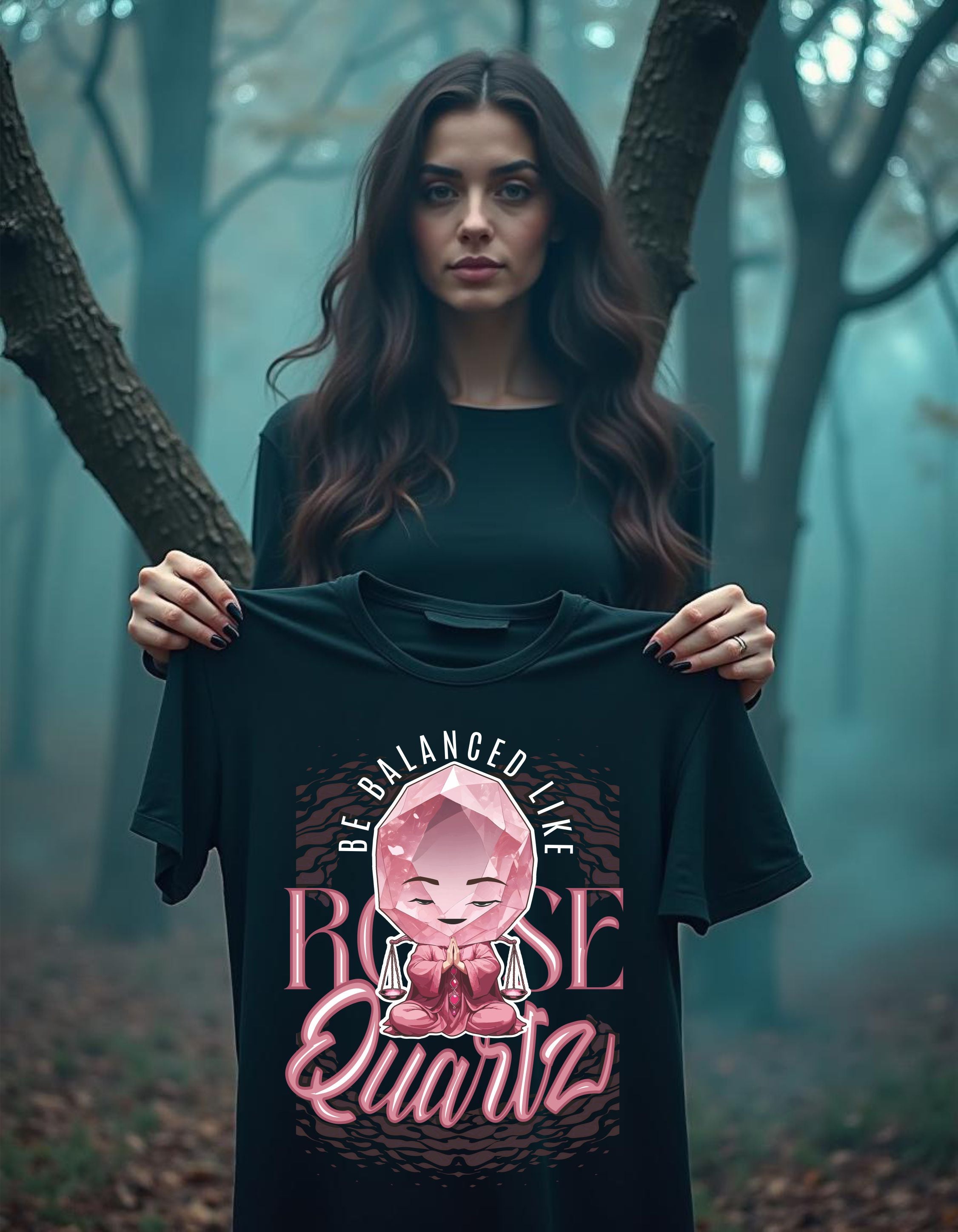T-Shirt | Damen | Motiv: BE BALANCED LIKE ROSEQUARTZ  - Motiv 2