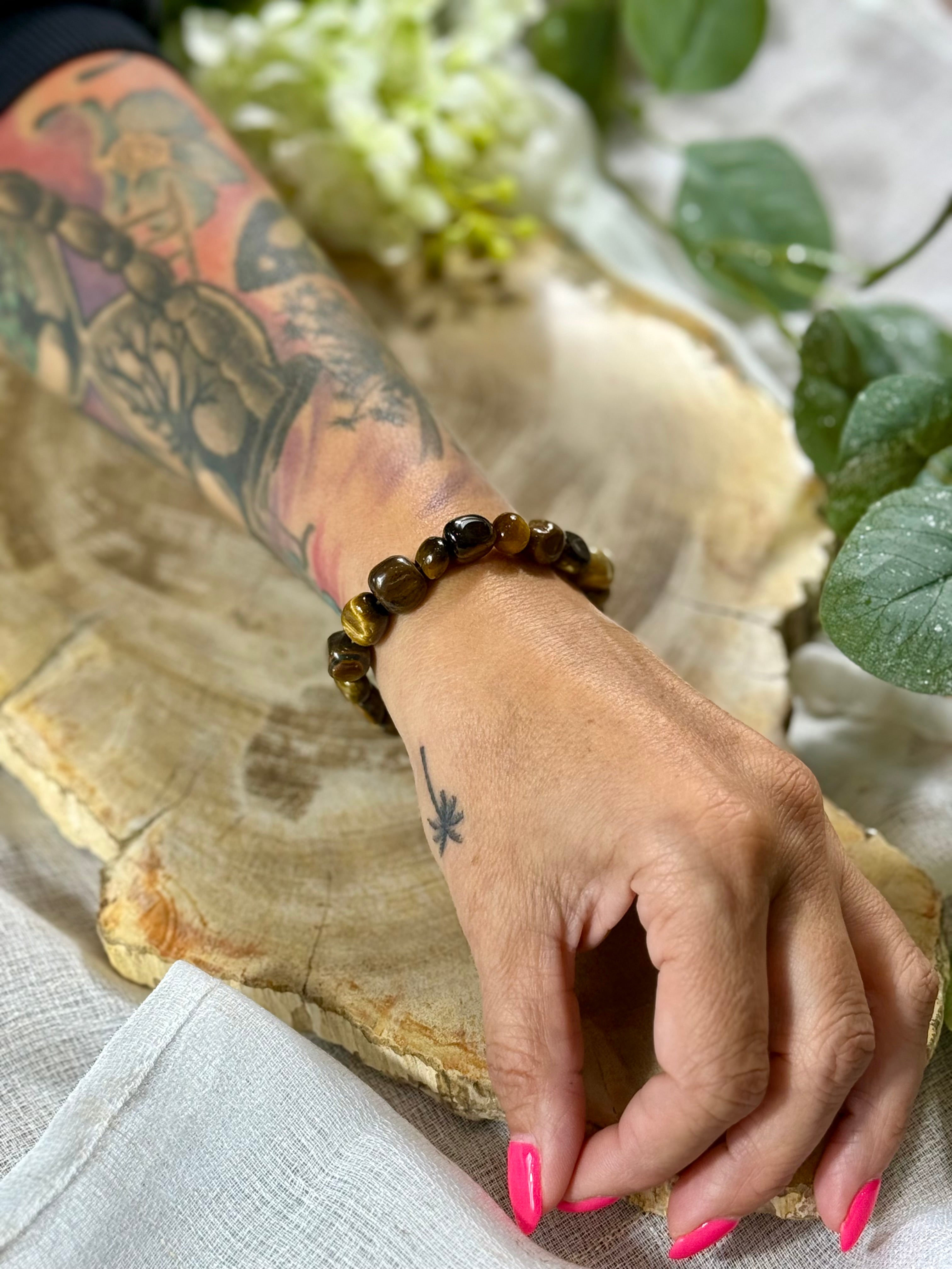 Tigerauge | Armband (Freiform) mit kleinen Steinen