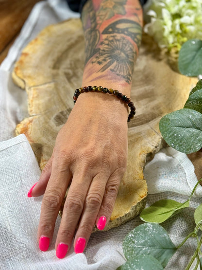 Tigerauge | Armband (rund) Mix mit kleinen Steinen (6mm)