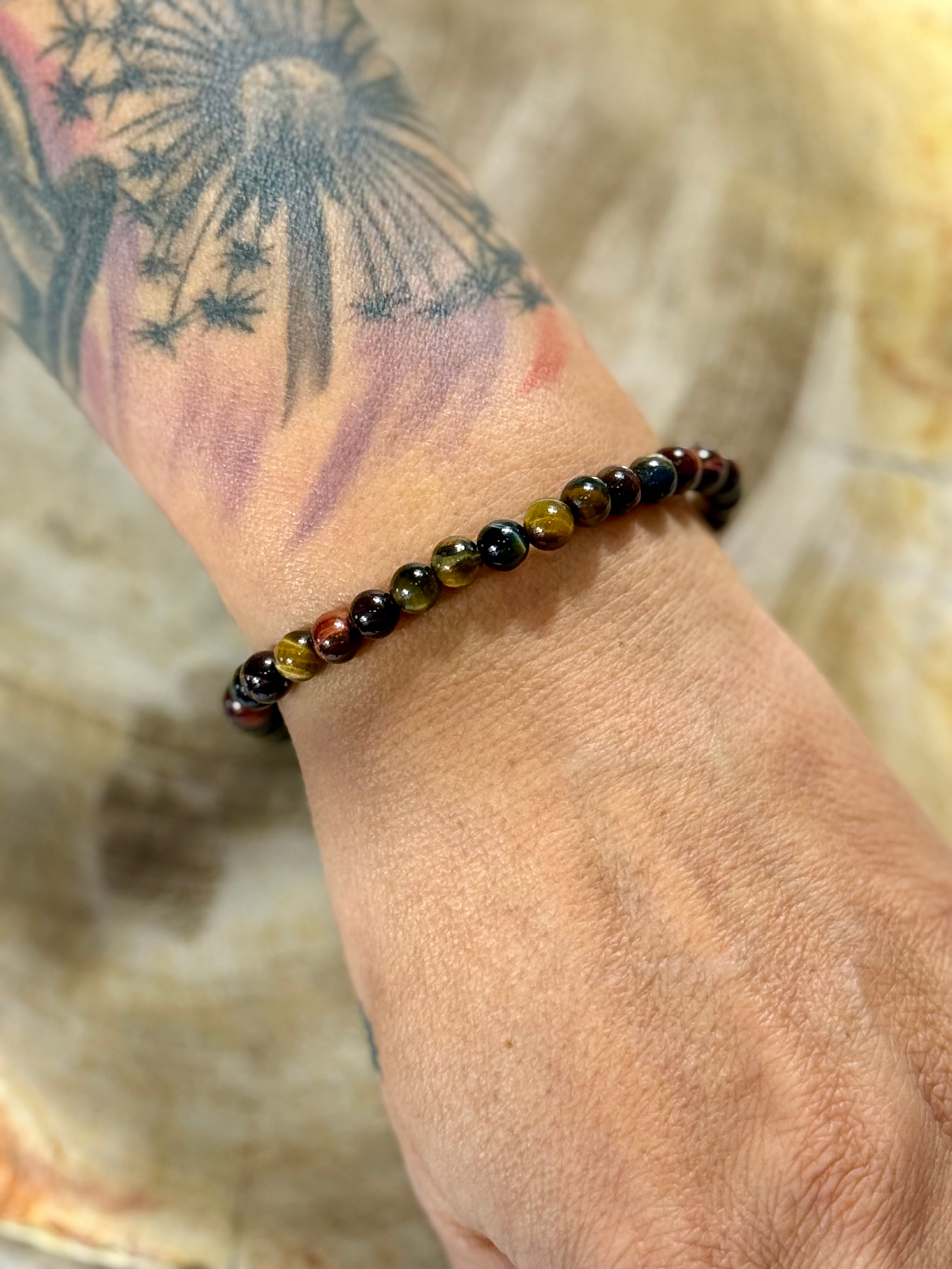 Tigerauge | Armband (rund) Mix mit kleinen Steinen (6mm)