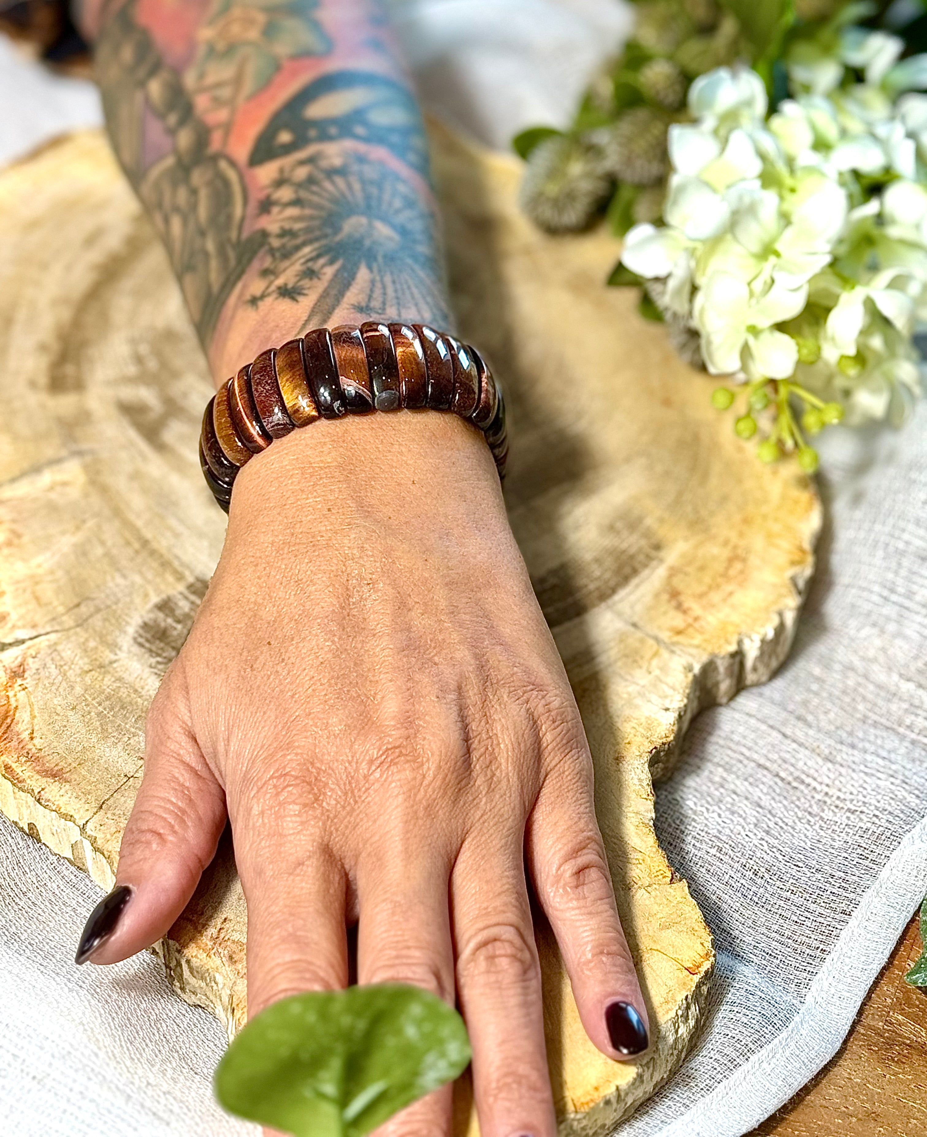 Rotes Tigerauge | Armband (breit) Armreif