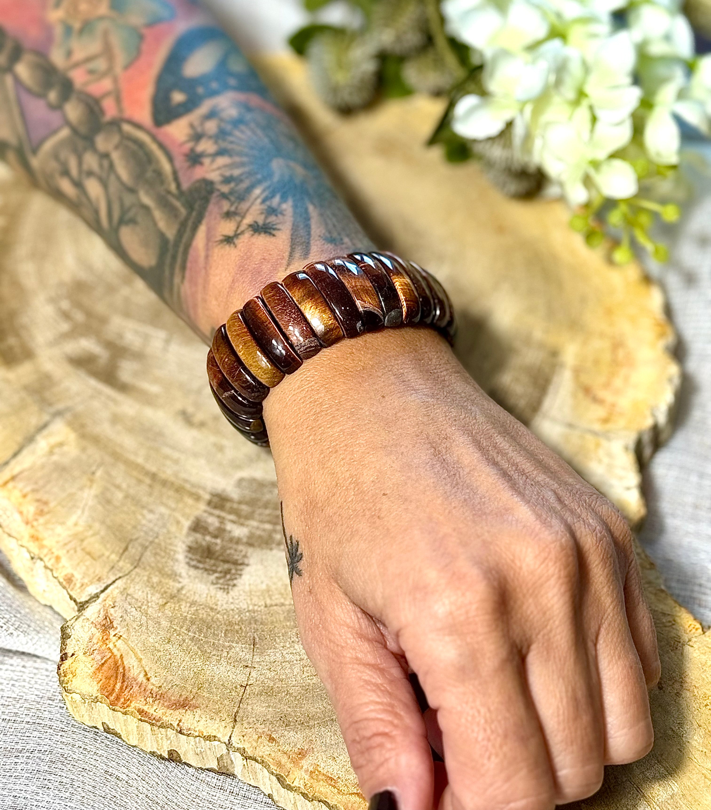 Rotes Tigerauge | Armband (breit) Armreif