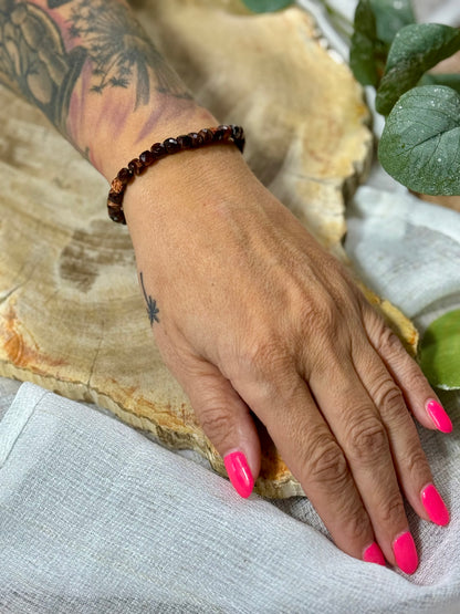 Rotes Tigerauge | Armband (facettiert) eckige Steine