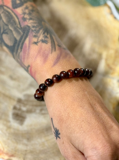 Rotes Tigerauge | Armband (rund) 8mm