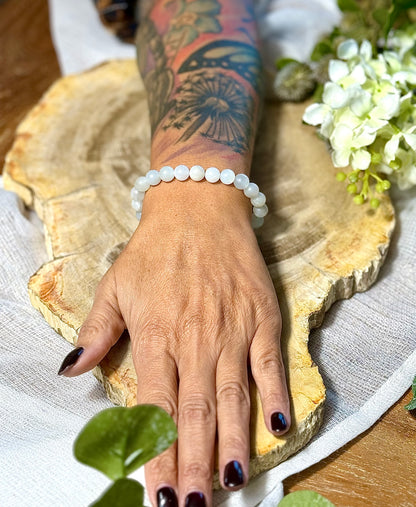 Weißer Mondstein | Armband rund (8mm) matt