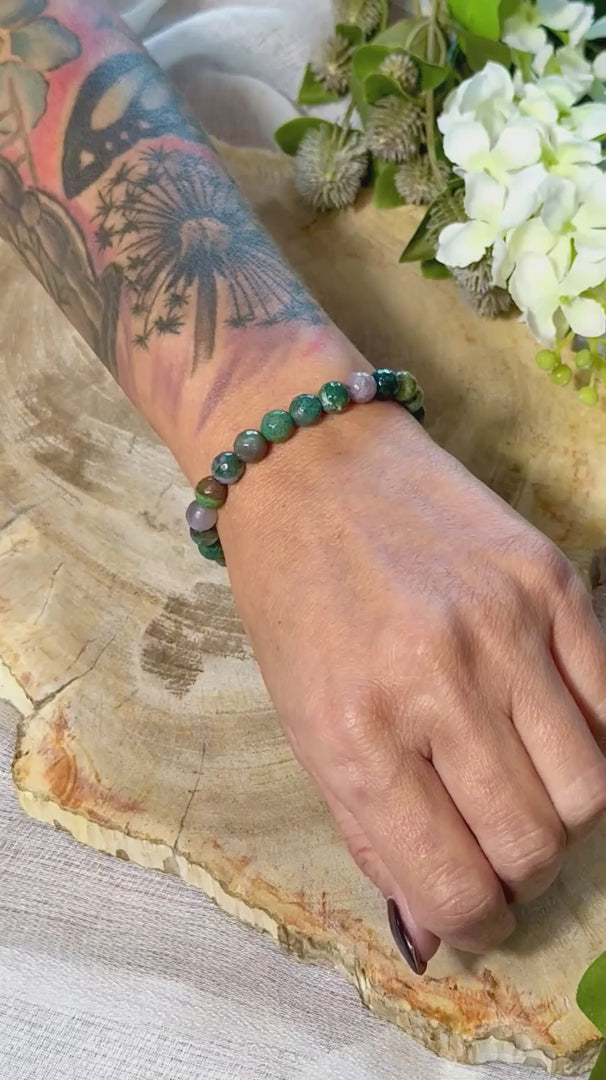 Bunter Achat | Armband (rund) 8mm facettiert