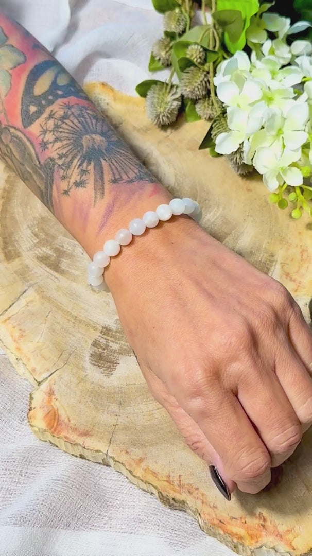 Weißer Mondstein | Armband rund (8mm) matt