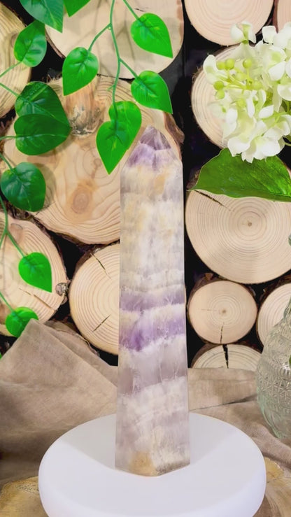 Fundstück Nr. 4 |  Chevron-Amethyst Freiform - aufrecht, echt, mit Spuren aus der Tiefe
