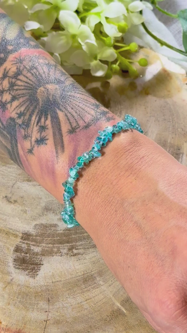 Apatit | Armband (Splitter) helle & transparente Steine