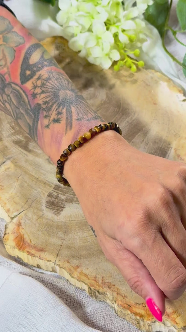 Tigerauge | Armband (facettiert) eckige Steine