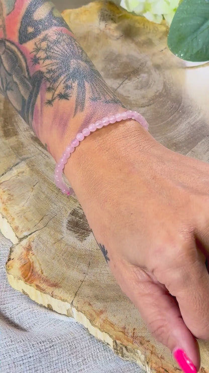 Rosenquarz | Armband (rund) mit kleinen Steinen (3mm)