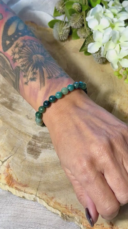 Moosachat | Armband (facettiert) mit dunklen & hellen Steinen (8mm)