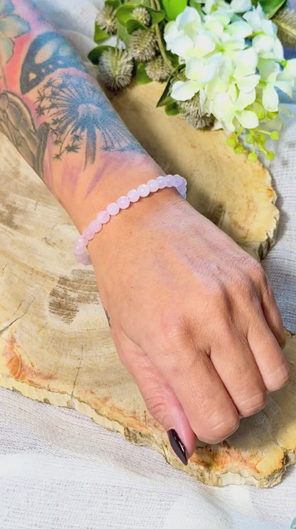 Rosenquarz | Armband (facettiert) mit großen Steinen (6mm)