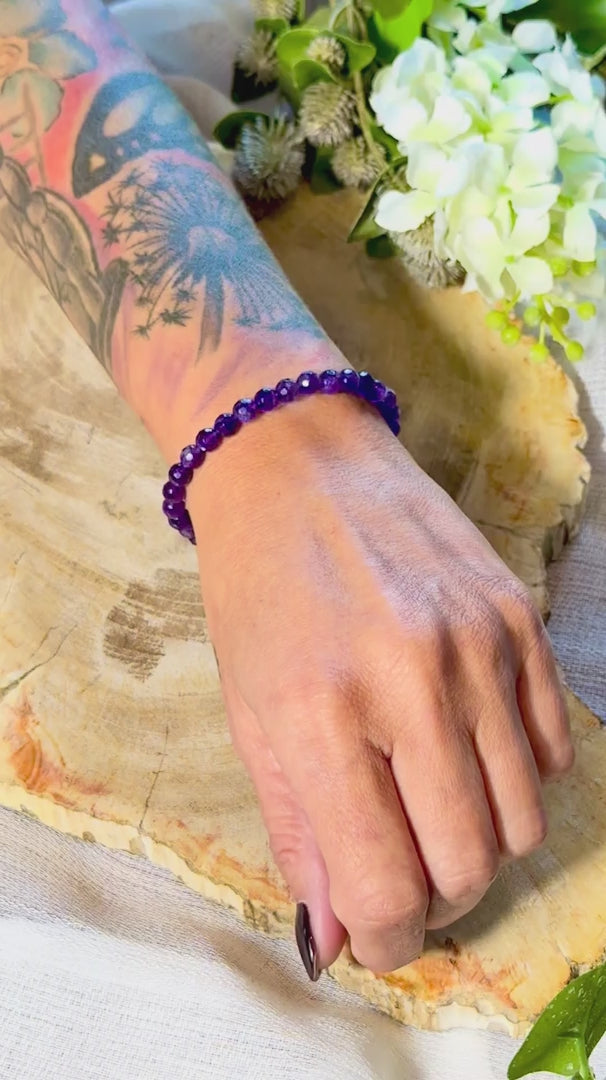 Amethyst | Armband (rund) facettiert (6mm)