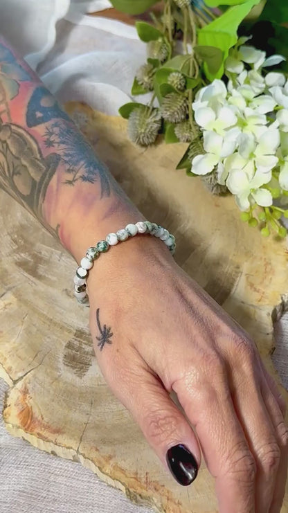 Moosachat | Armband (facettiert) mit hellen Steinen (6mm)