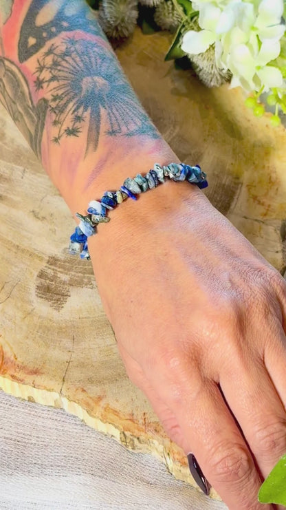 Lapislazuli | Armband (Splitter) mit hellen Steinen