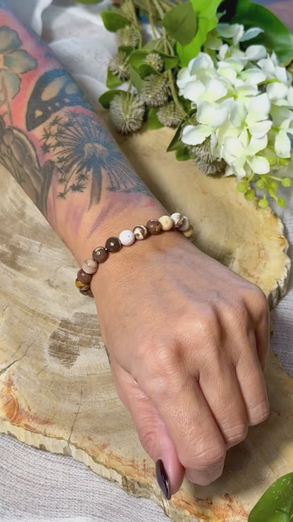 Cappuccino Jaspis | Armband (facettiert) mit runden Steinen (8mm)