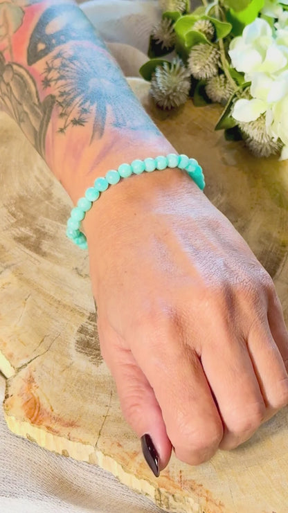 Amazonit | Armband (rund) dunkle Steine (6mm)