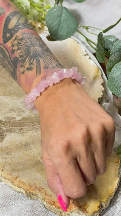 Rosenquarz | Armband (Freiform) mit großen Steinen