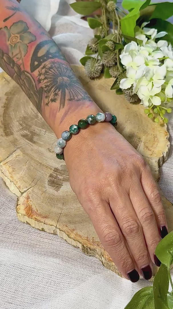 Bunter Achat | Armband (rund) 10mm facettiert