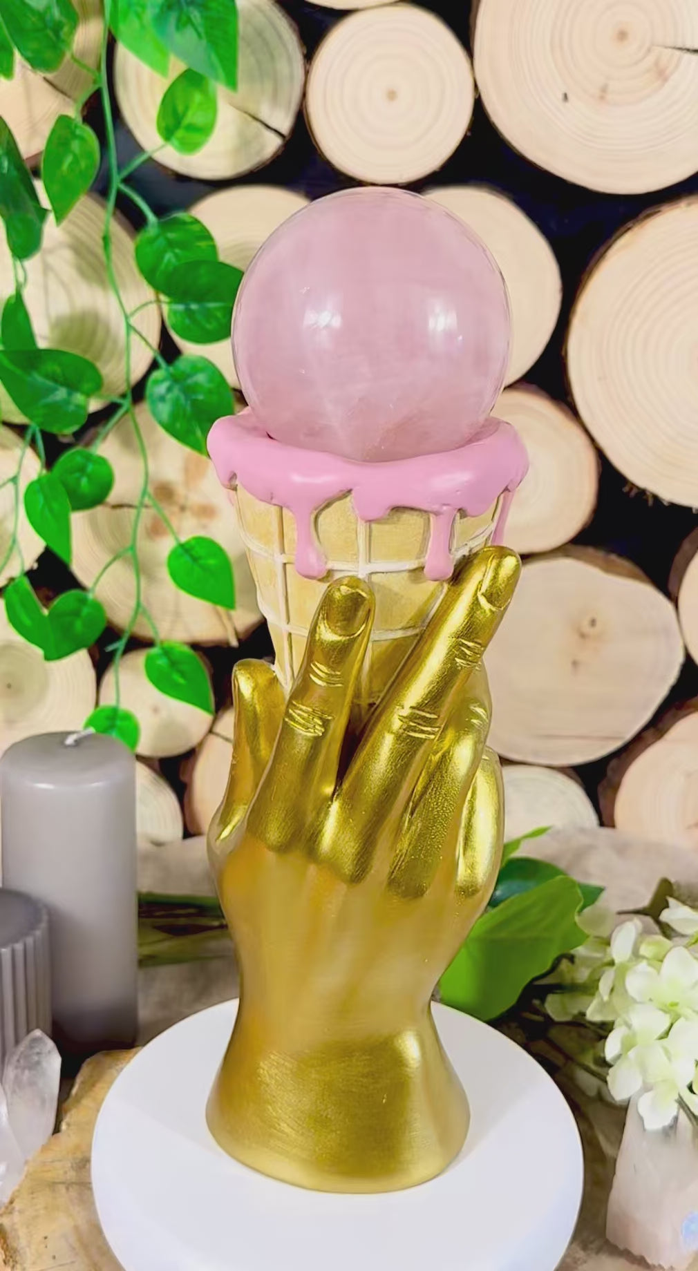 Fundstück Nr. 204 | Rosenquarz - Ice Cream Vase mit Kugel