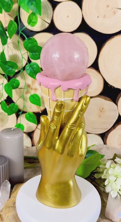 Fundstück Nr. 204 | Rosenquarz - Ice Cream Vase mit Kugel