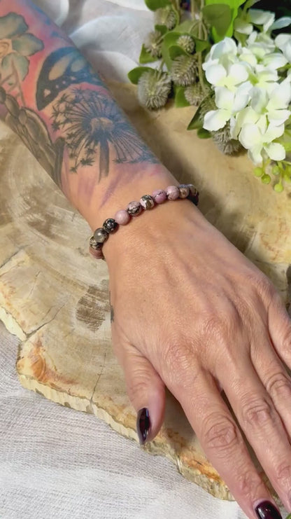 Rhodonit | Armband (rund) 8mm facettiert